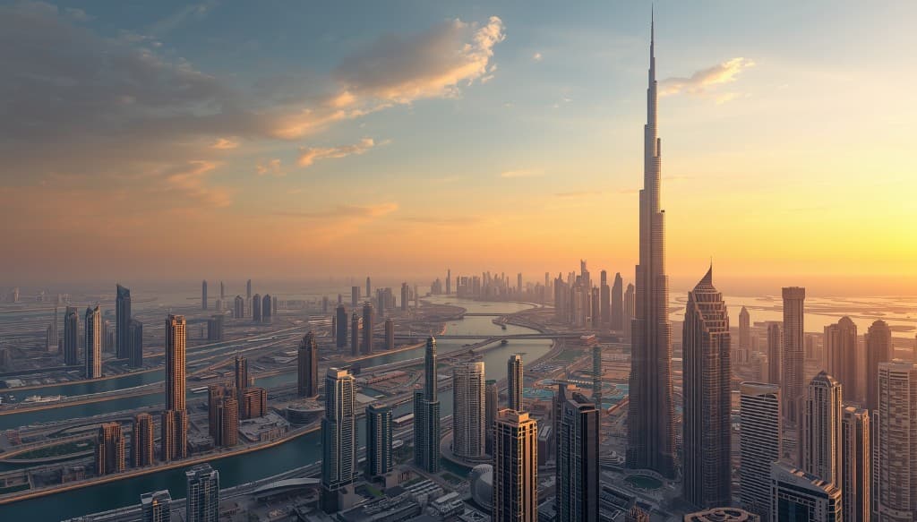 أفق دبي عند الغروب